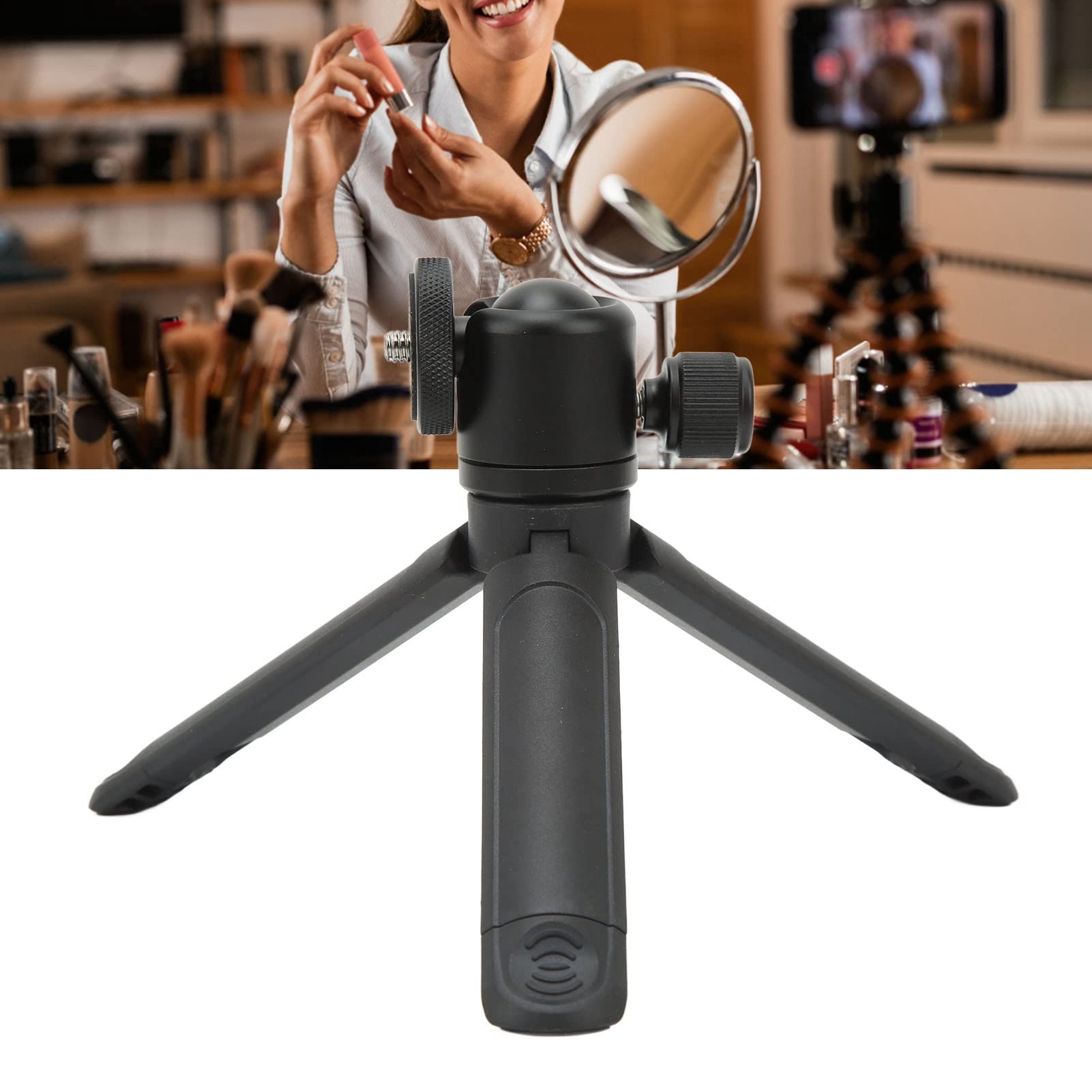 Cell Phone Tripod, Aluminum 360° Ball Head Portable Selfie Stick For Smartphone, Extensible Tripod With Cold Shoe Port, LED Fill Light And Microphone For Vlogging, Travel