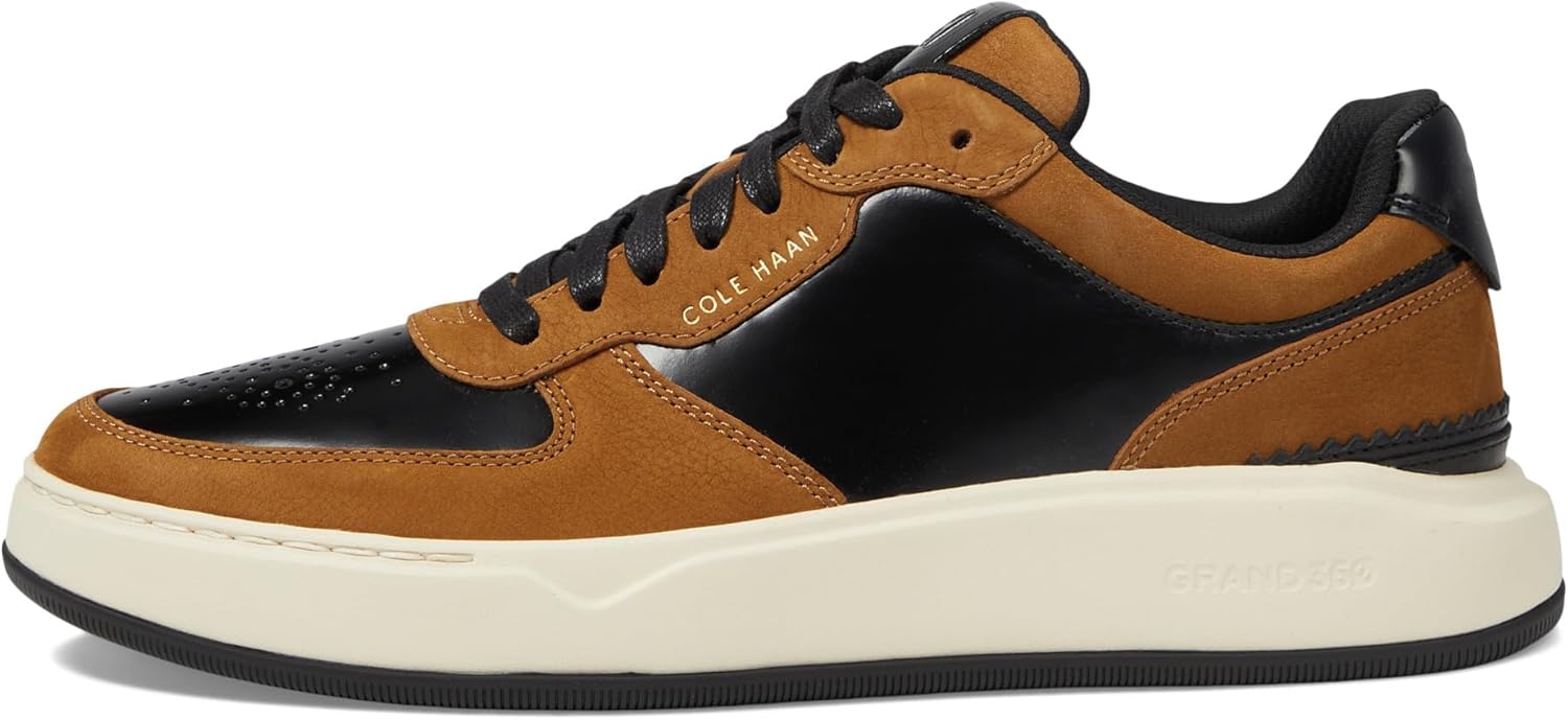 Cole Haan Men's Grandpro Crossover Sneaker, Black Golden Toffee/Ivory, 10