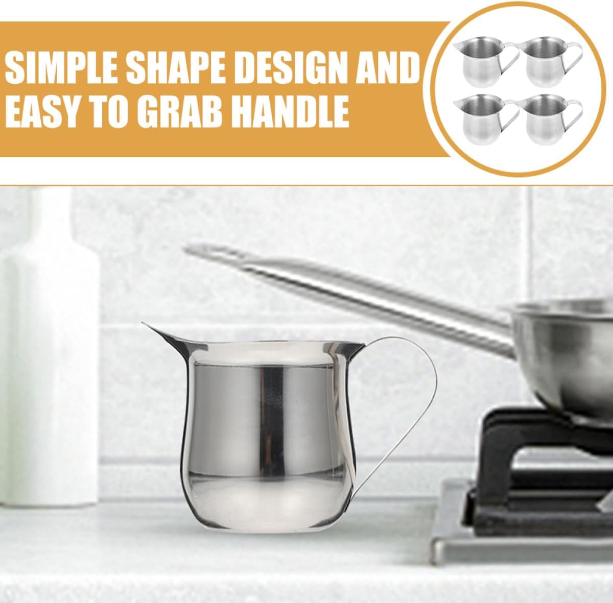 4Pcs Stainless Steel Espresso Measuring Milk Pitcher 90Ml Small Coffee Frothing Jug with Scale Design for Latte Art and Espresso Brewing