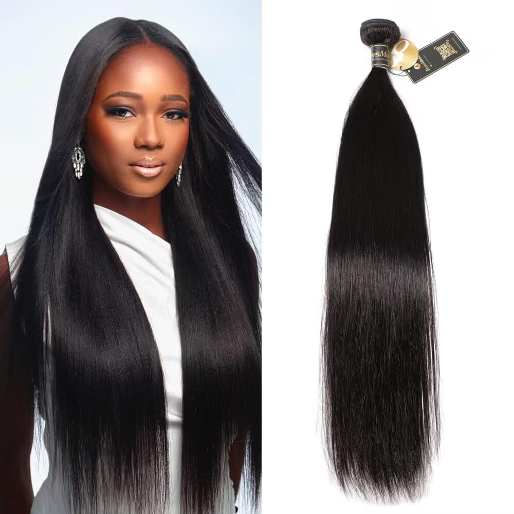 PERISMODA Brazilian Raw Hair 1Bundle 24 Inch Straight Wave Bundles Human Hair 12A Virgin Hair Weave Human Hair Natural Black Color