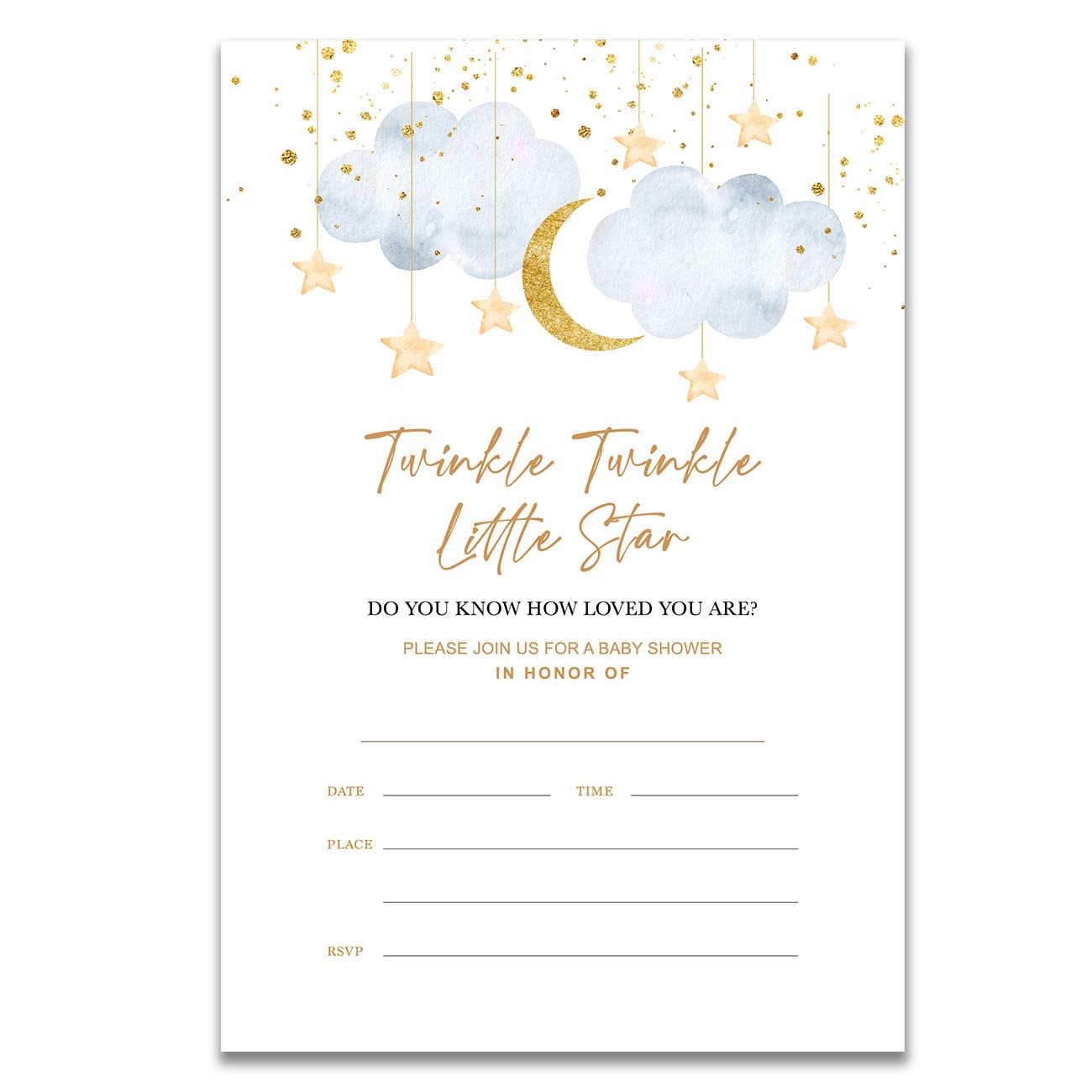 YIDOU Twinkle Twinkle Little Star Baby Shower Party Invitations Stars Clouds Baby Shower Fill In Invites Cards 20 Invitations and Envelopes (Double