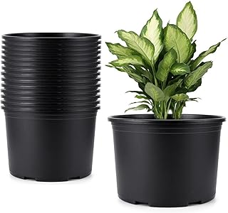 2 Gallon Plastic Nursery pots, 15 Pack 8.6 Inch Round Plant Pots with Drainage