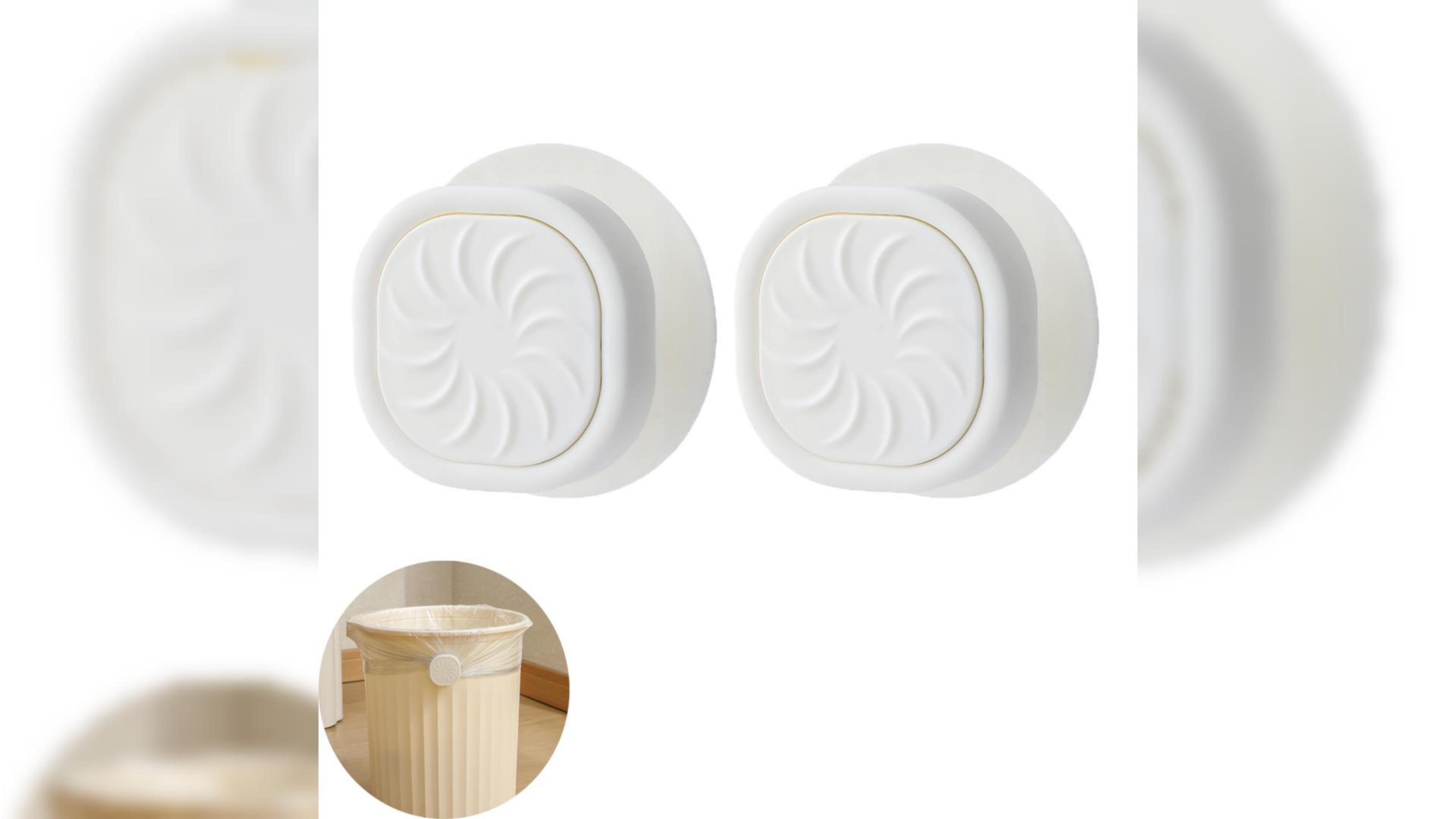 Image of 2 Pack Trash Bags Tuck Buckle Cinch Non-Slip Rotating Tightening Clips Instead of Elastic Bands Bag Liner Wrap Holder for Gabage Can Cylinder Waste Bin Kitchen Office Bedroom Bathroom
