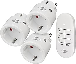 Brennenstuhl Comfort-Line Mini 3+1 Remote Control Socket Set of 3 (Indoor Use with Handheld Transmitter and Increased Touch Protection) White