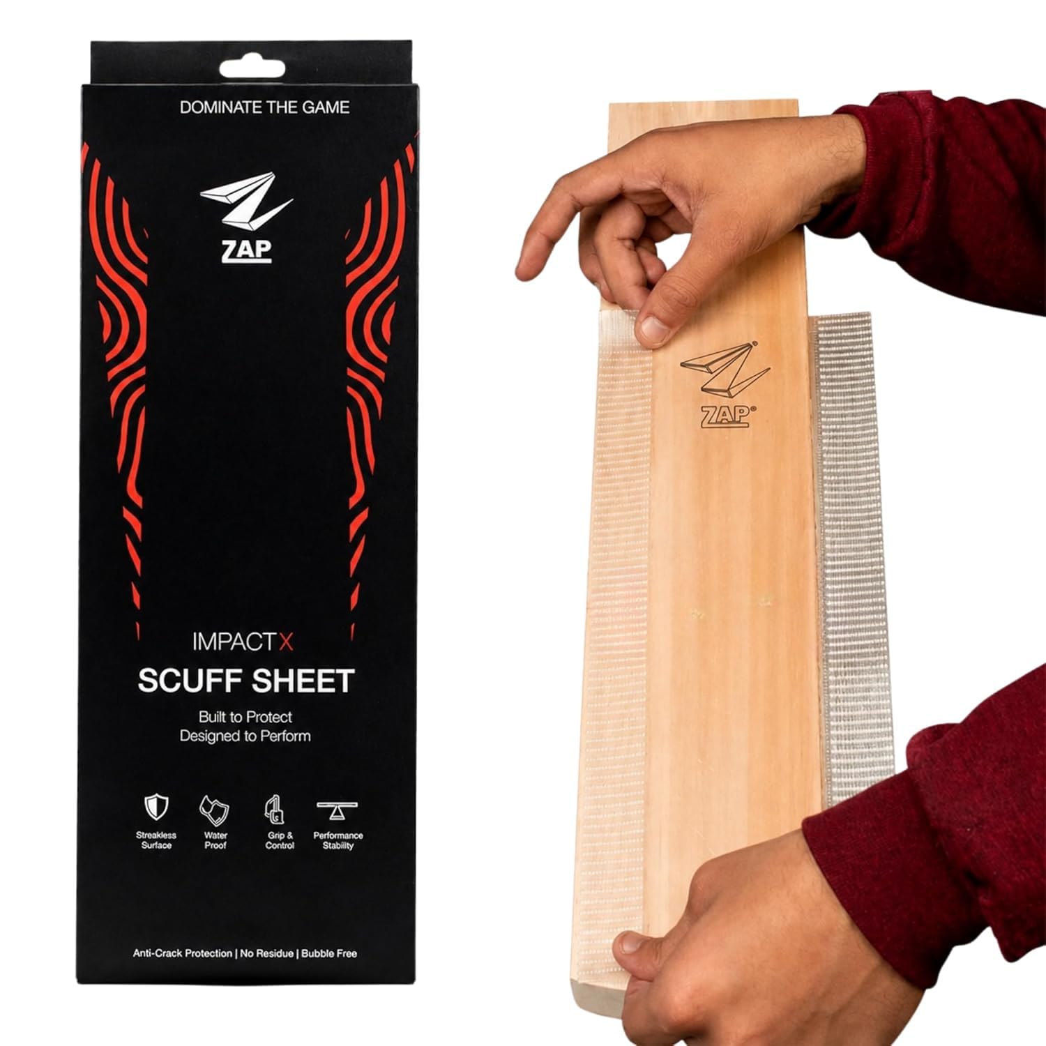 ZAP Cricket Bat Safety Anti Scuff/Anti Crack Water Proof English Tape Sheet Fiberglass Full Face Protection Tape for Cricket Bat Safety Clear Unfolded Straight Sheet (350x160mm)-image-20