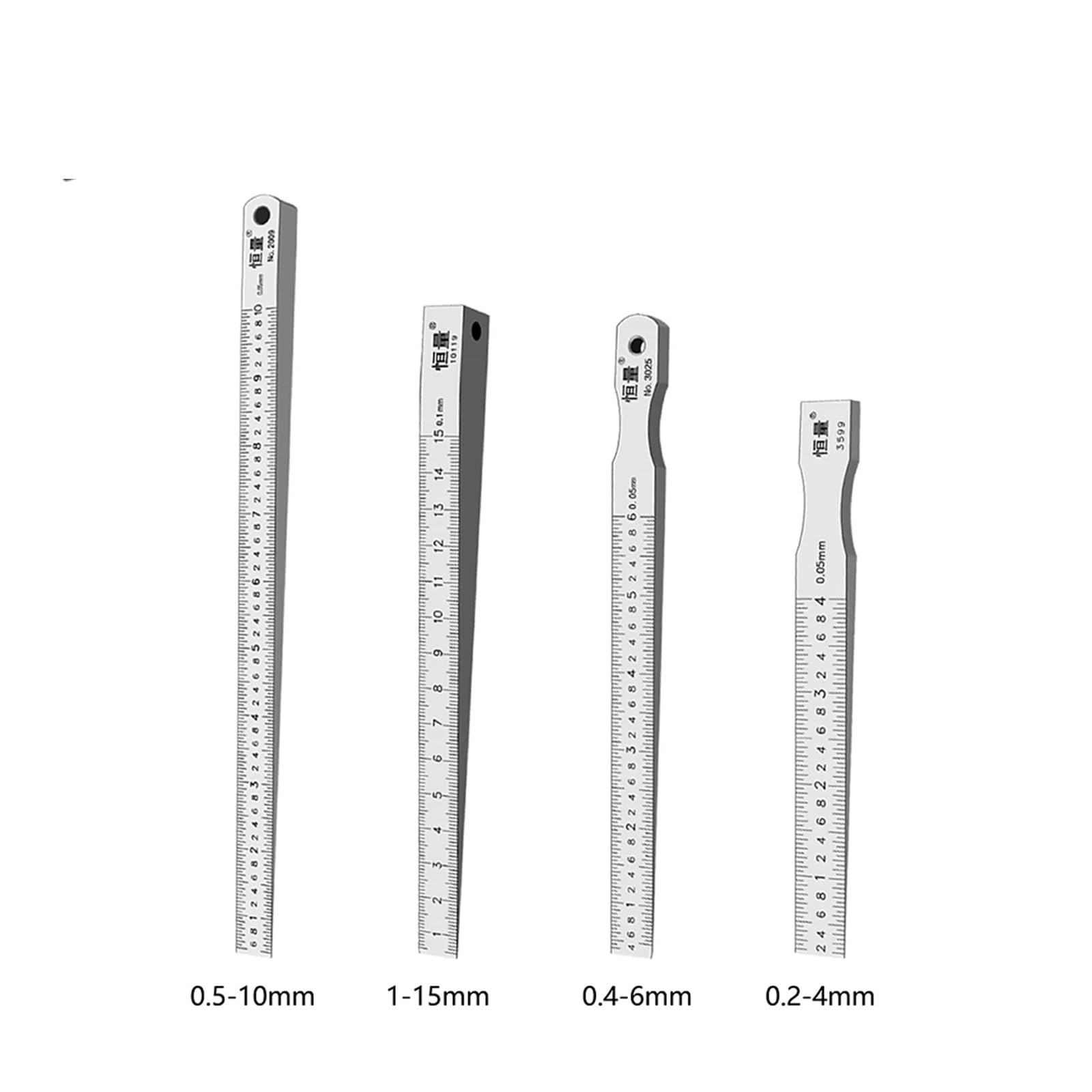 Juego de galgas de espesores, Medidor de pendiente acero inoxidable alta dureza 0,2-4,4-6,5-10, 1-15 mm, medición planitud y espacio entre cuñas inclinación