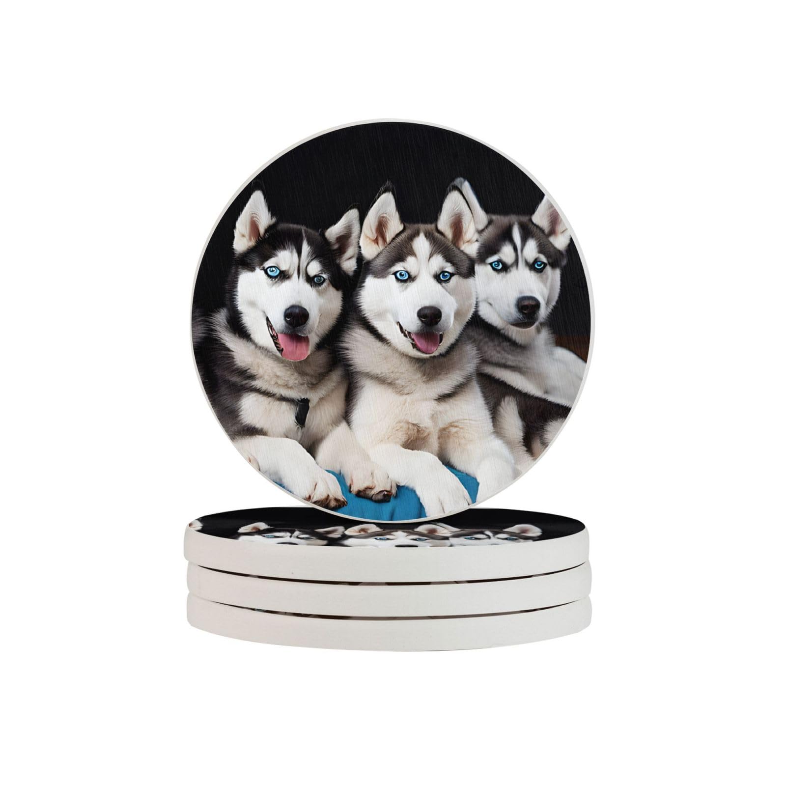 Dessous de verre ronds en diatomite Lovely Husky pour boisson, tasse et bouteille