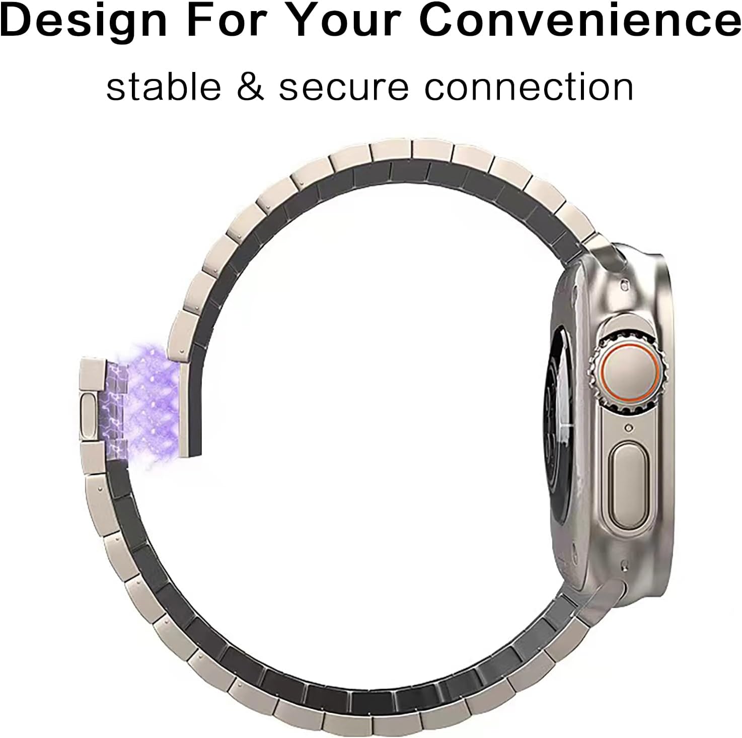 Titanium Magnetic Ultra 2 Series 10 46mm Band Compatible for Apple Watch Ultra 49mm 45mm 44mm 42mm 41mm 40mm 38mm, Titanium iWatch Metal Band Strap - Titanium Color Matching iWatch Wristband