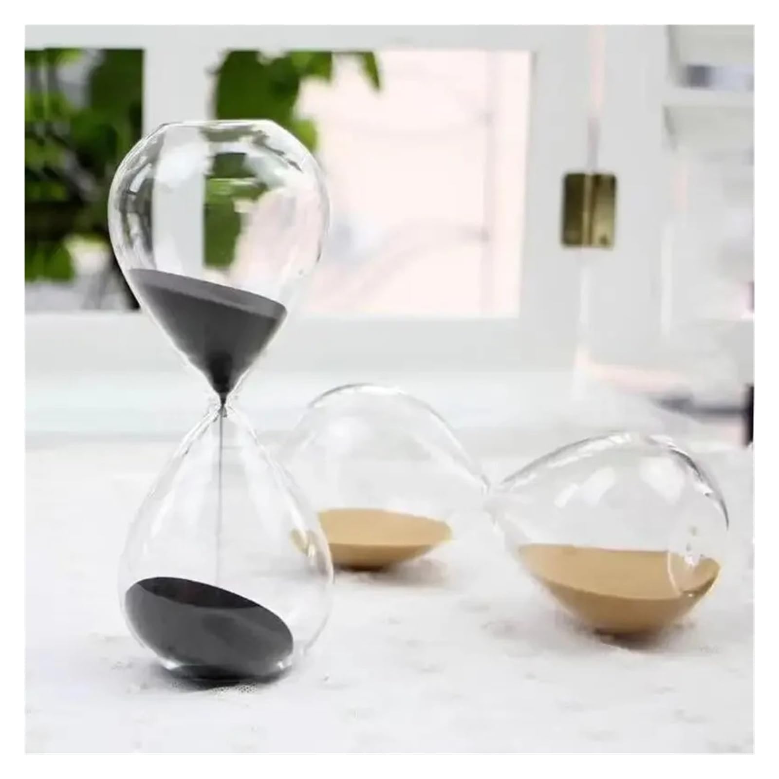 Nordic Glass Droplet Hourglass Timer 5/15/30/60 minutowy Aesthetic Sand Clock do salonu, półki, biurka, kreatywny ornament do domu (brązowy, 30 min 8 x 20 cm)