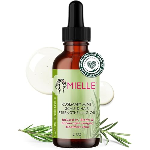 Mielle Organics Rosemary & Mint Hair Oil, Split Ends & Dry Scalp Treatment - Made with Biotin & Essential Oils for Strengthening, Soothing, Moisturizing & Encouraging Longer, Healthier Hair (2 Fl Oz)