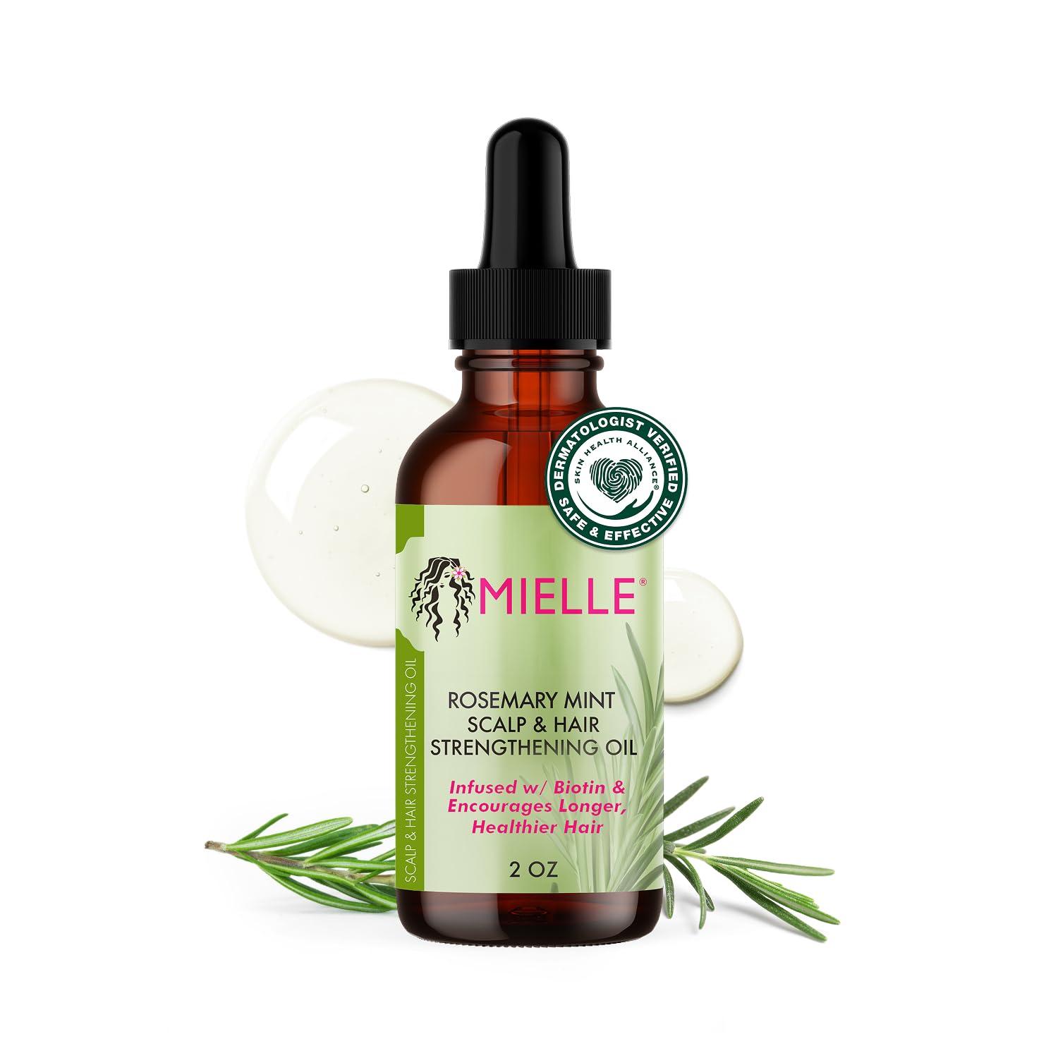 Mielle Organics MIELLE - ROSEMARY MINT, SCALP & HAIR OIL, INFUSED W/BIOTIN & ENCOURGES GROWTH, FOR DAILY USE, SCALP TREATMENT, SPLIT END CARE & SCALP & STRENGTHENING OIL