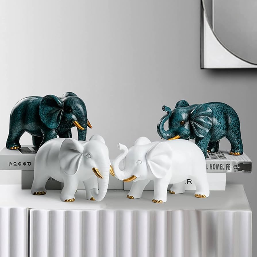 象の置物 Amazon.co.jp: ZXKYZR8 象の装飾-青/白-樹脂象の像