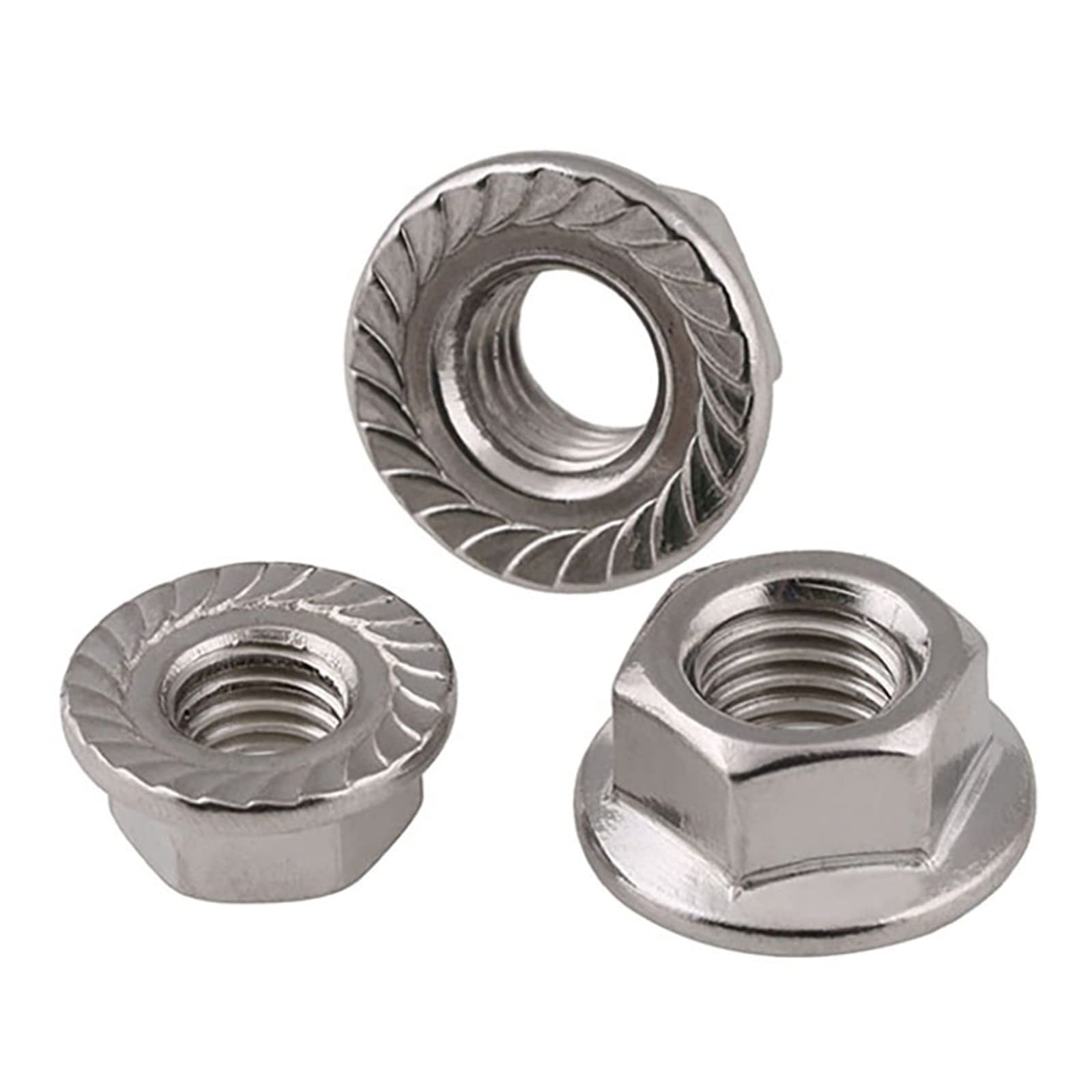 Tuerca de bloqueo hexagonal métrica de acero inoxi Tuercas M5 M6 M8 M10 M12 Tuercas hexagonales de acero inoxidable 304 con rosca inversa hexagonal dentada (color: 5 piezas, tamaño: M12)(One Size,M12)