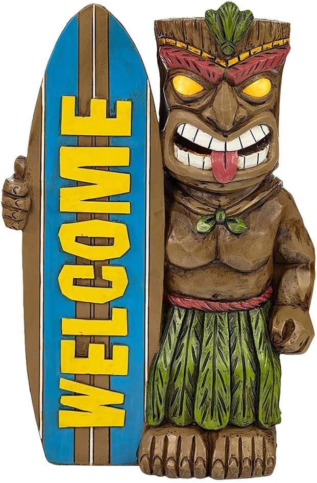 Cabilock Garten Hawaii Tiki Figur Gartendeko Willkommen Schild
