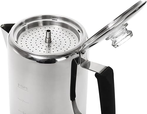 Miniatura 5 de Cafetera de acero inoxidable para camping, cafetera para exteriores, cafetera duradera para estufa, café en fuego, ideal para campamento en grupo,