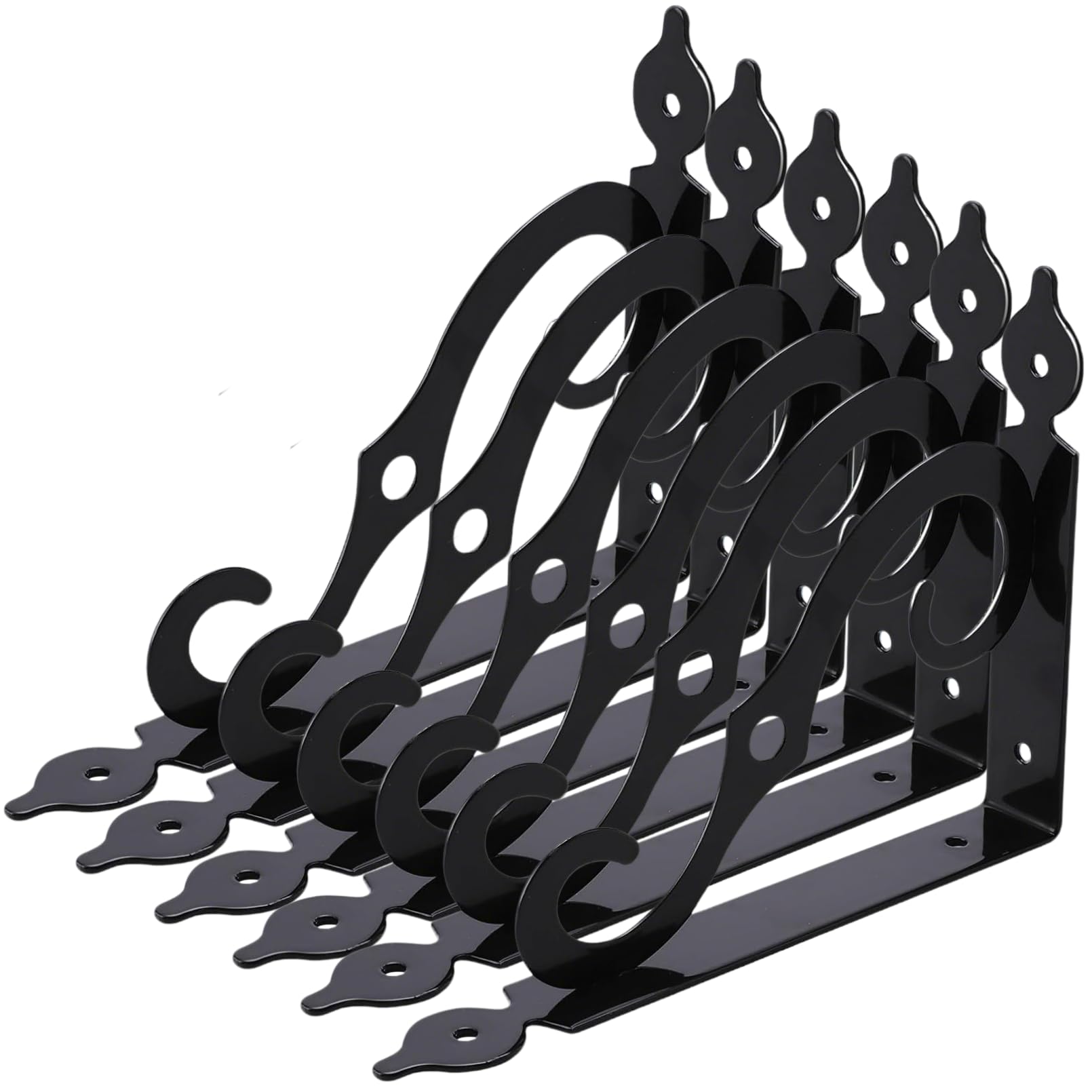 EOGRFW 6 Pack Decorative Shelf Brackets, 7.4 Inch, Black