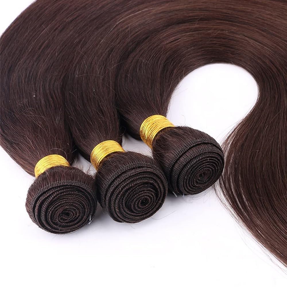 Chocolate Brown 4# Human Hair Bundles 14 16 18 Inch Straight Bundles Human Hair 300g/Pack Unprocessed Remy Brazilian Virgin Soft Quick Weave Hair Bundles for Black Women
