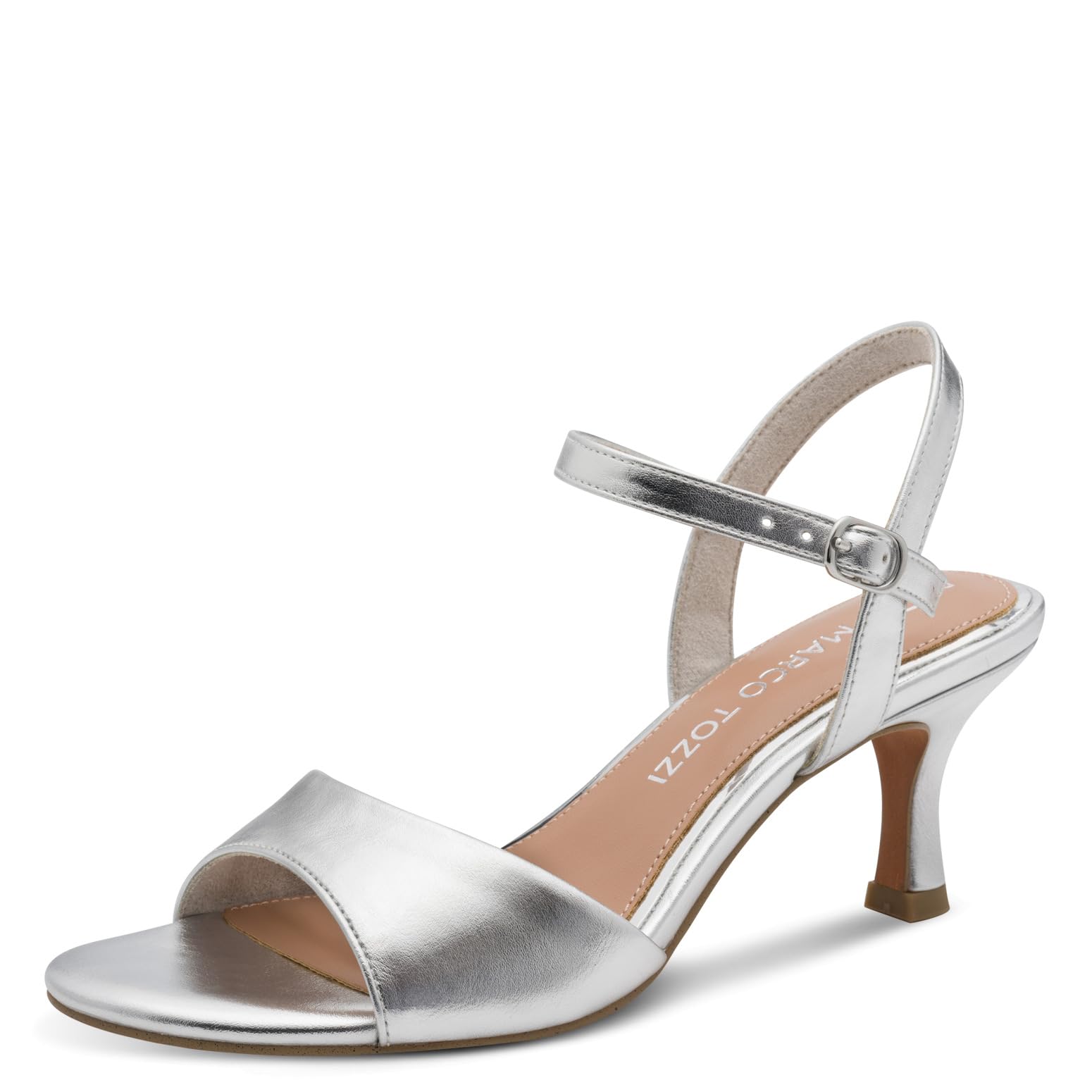 MARCO TOZZI Women's Sandal soft Feel Me Footbed Vegan soft Lining Vegan, metallic (SILVER), 8.5 UK