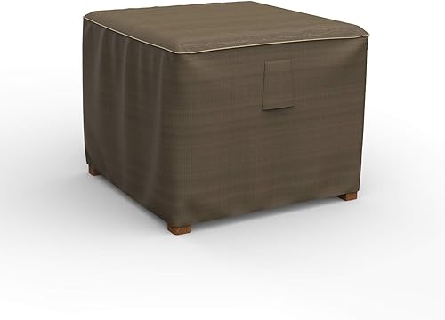 Budge StormBlock Hillside - Mesa cuadrada para patio, cubierta otomana, para exteriores, impermeable, pequeña, color negro y marrón