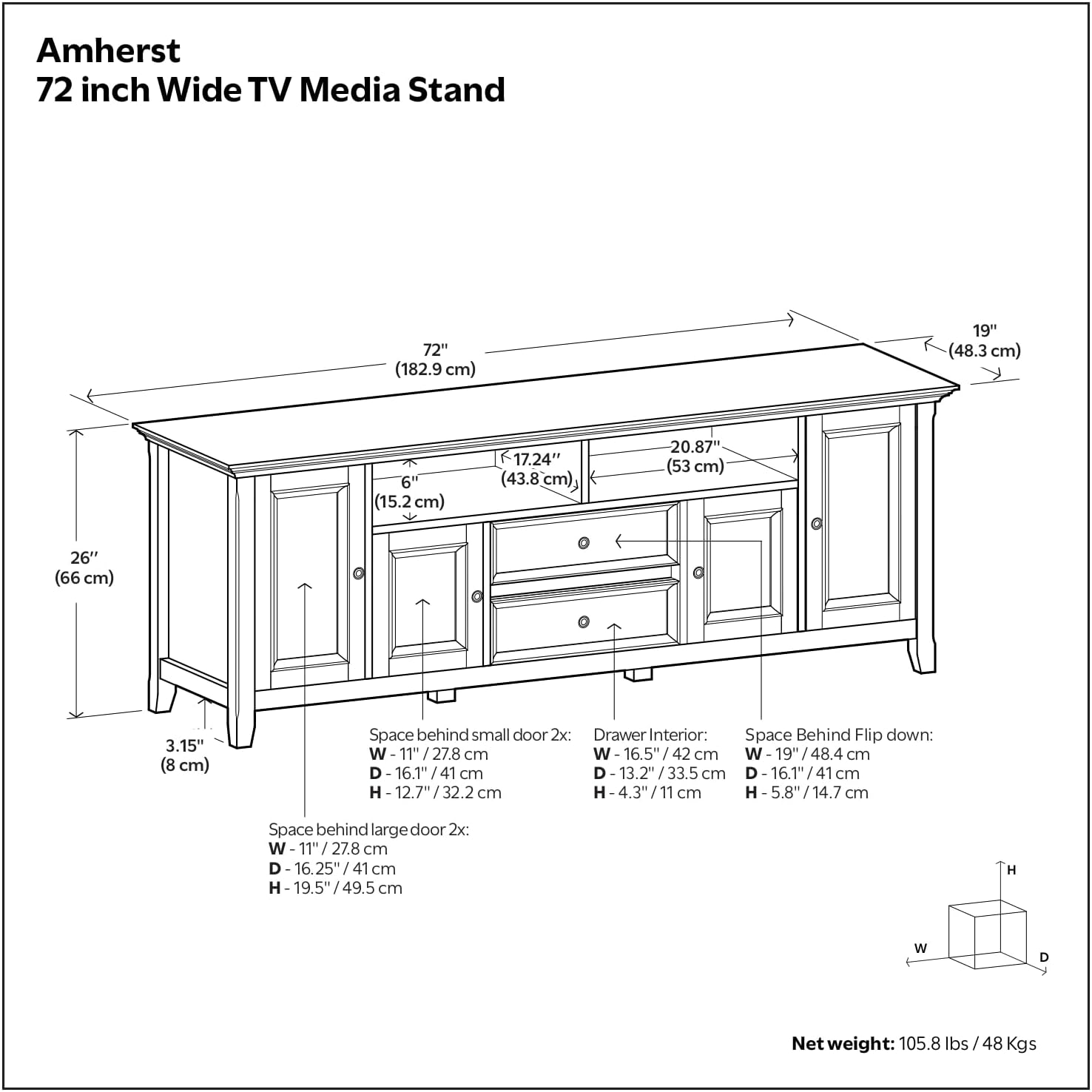 SIMPLIHOME Amherst TV Stand - 72 inch Wide Solid Wood Media Console in Russet Brown, Transitional Entertainment Center for Living Room for TVs up to 80 Inches with Shelves and Cable Management