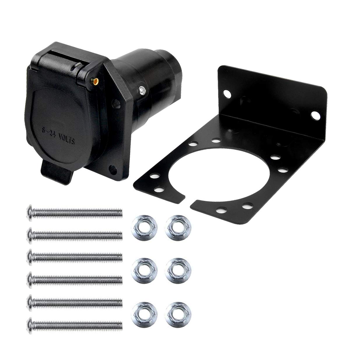 Buy WOFTD 7 Way Round RV Trailer Blade Wiring Harness Connector with