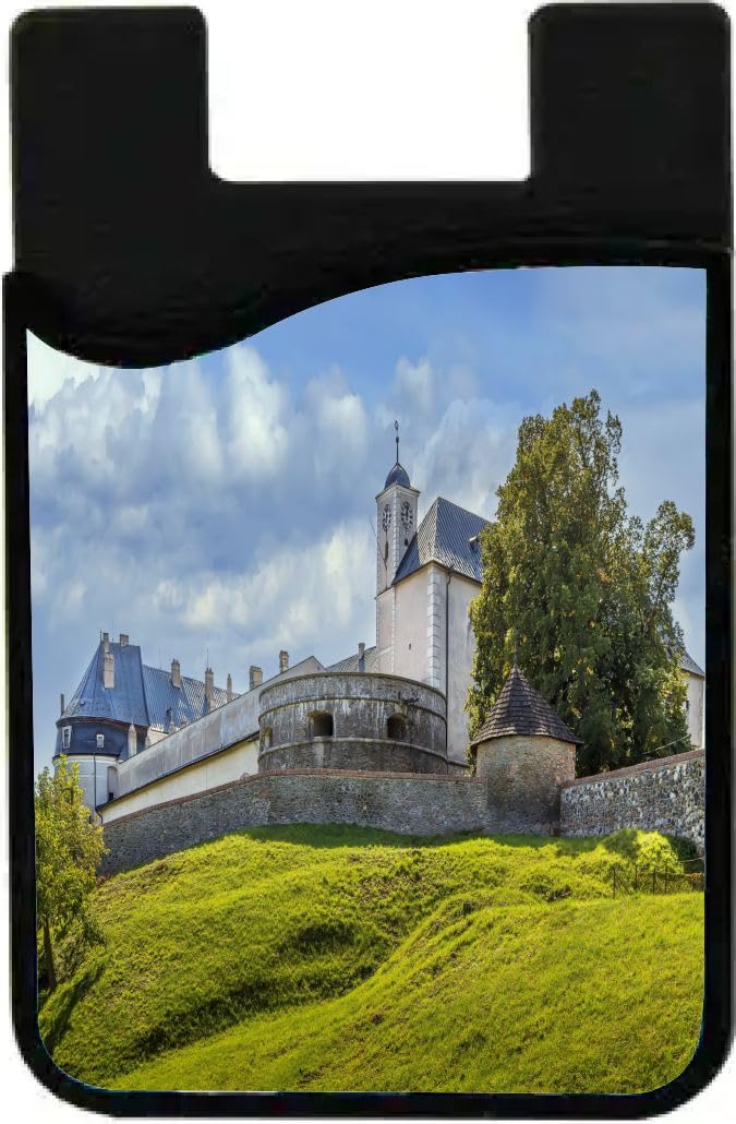 Island Gifting Neoprene Stick-on ID Card Holder for iPhone/Galaxy/Google Android Cases Featuring Image of Cervey Kamen Castle in Slovakia