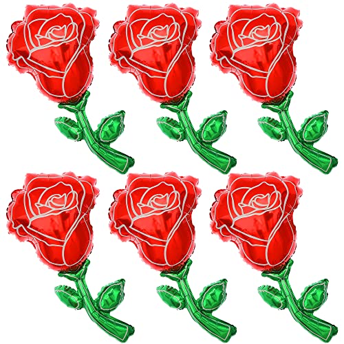 Image of KatchOn, Giant Red Rose Balloons - 37 Inch, Pack of 6 | Rose Flower Balloons for Flower Theme Party Decorations, Proposal Decorations, Happy Anniversary Decoration | Wedding Decoration