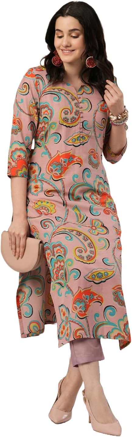 ANNI DESIGNER Women's Cotton Blend Casual Kurta With Pant