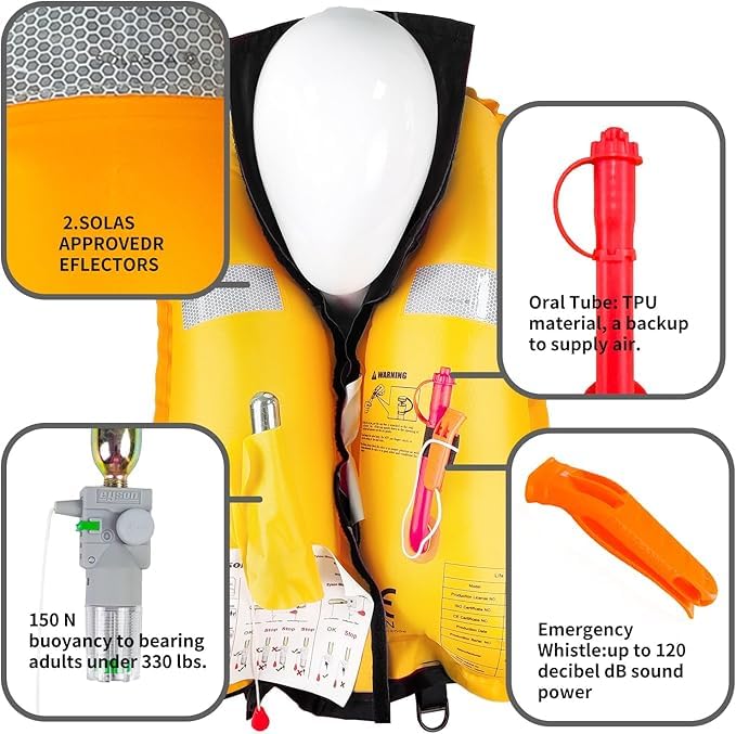 Image of Automatic Inflatable Life Jacket|Life Vest for Adults|PFD Low Profile|Supports up to 330 lbs