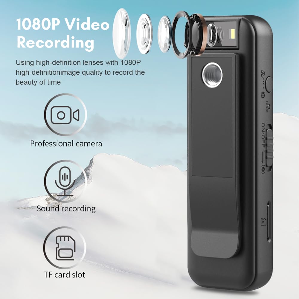 Andoer Body Cam con Audio e video Mini Telecamera per il Corpo True 1080P Small Body Camera Personal Pocket Video Camera Camera Indossabile per Corsi incontri corse Consegna Domicilio Polizia