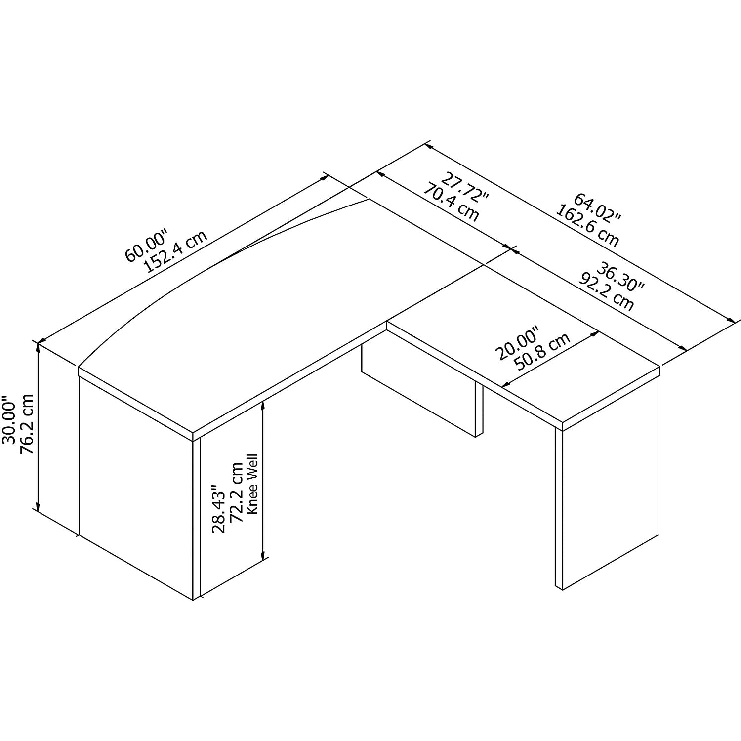 Bush Business Furniture Office by Kathy Ireland Echo L Shaped Bow Front Desk, Pure White