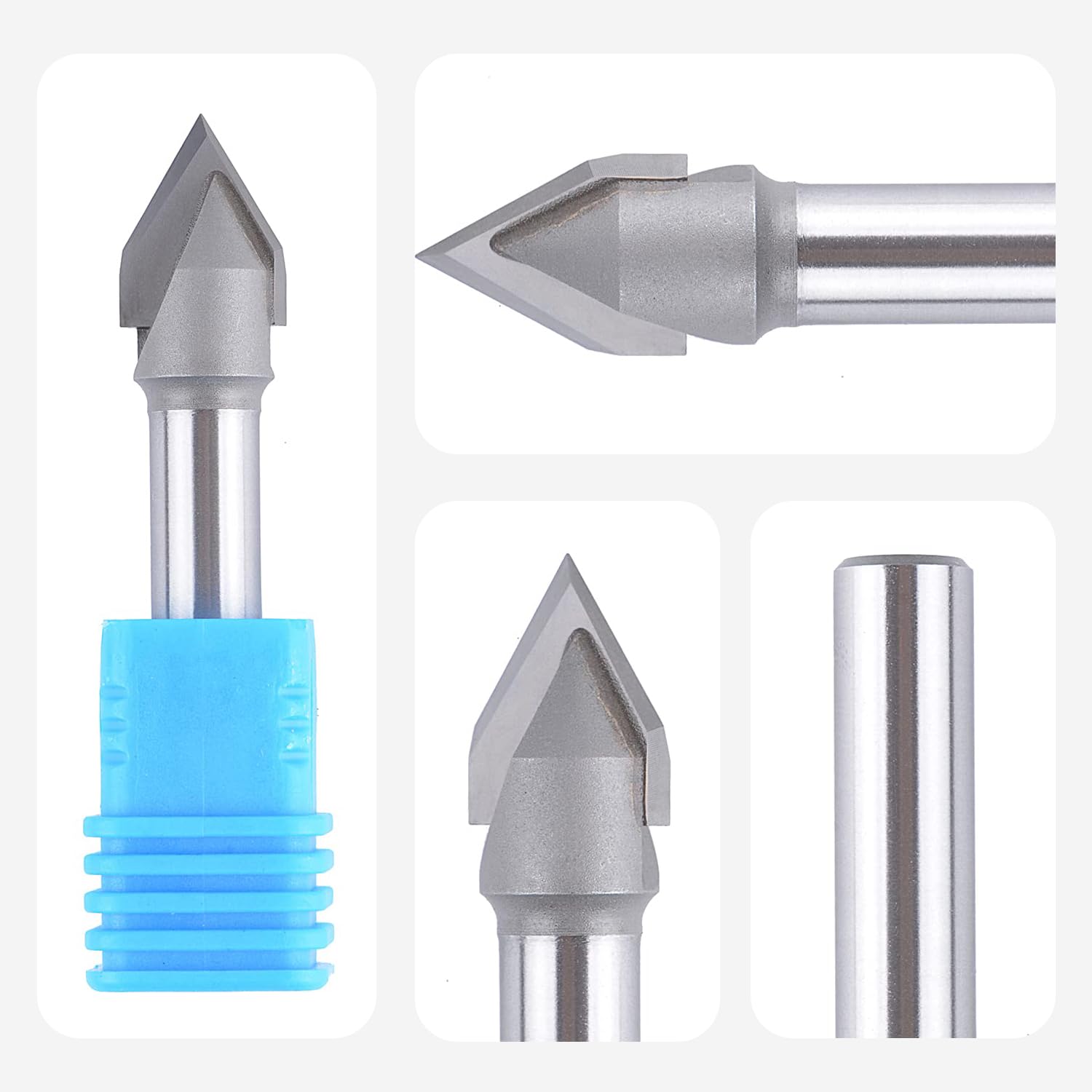SpeTool Frez do fazowania 8 mm, trzonek 60 stopni, frez do grawerowania, 2 flety VHM 12 mm, średnica cięcia CNC, grawerowanie, frez do drewna, do frezarki górnowrzecionowej, do frezów trzpieniowych,