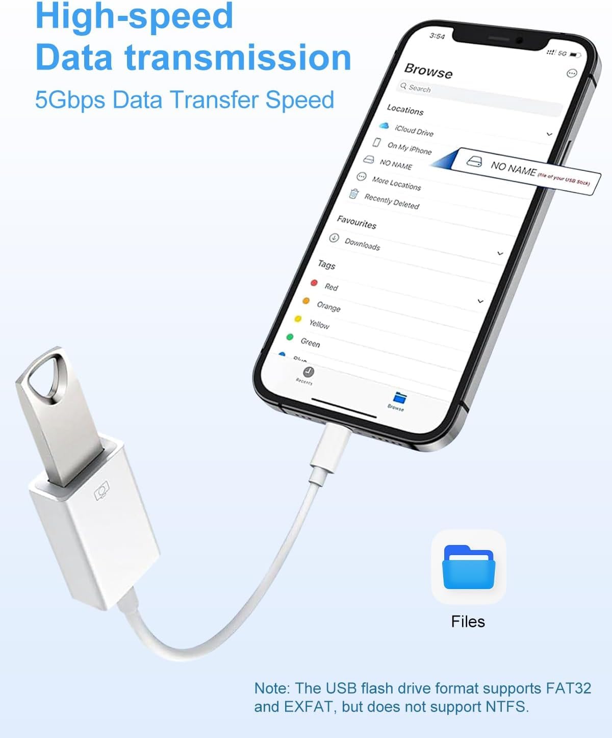 Adapter Lightning do USB,adapter iPhone do USB OTG [certyfikat MFi] Adapter USB Lightning do iPhone'a 14,13,12,X, iPada, adapter USB do iPada obsługa synchronizacji danych, czytnik kart pamięci, mysz