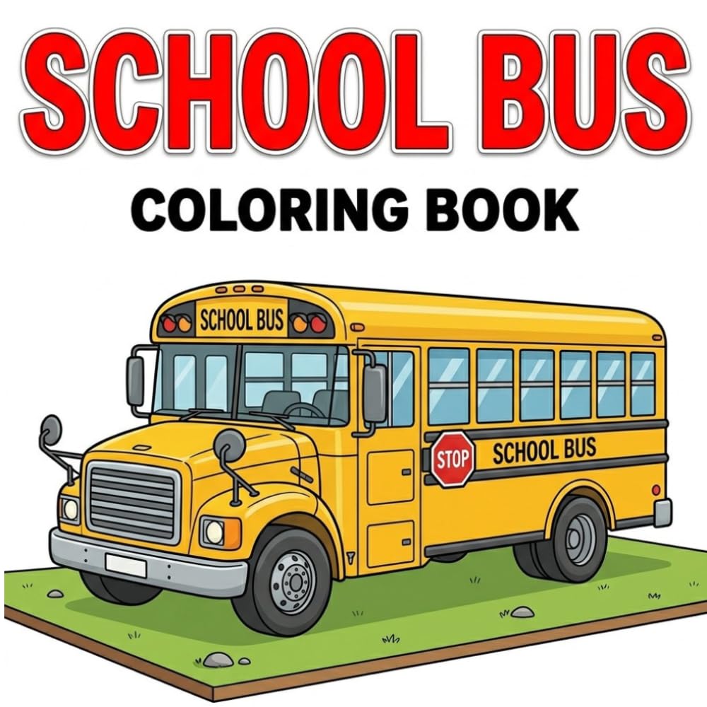 School Bus Coloring Book: Bold and Easy Designs School Bus Scenes, Back to School Fun, Simple Transport Pages for Kids Ages 3–8