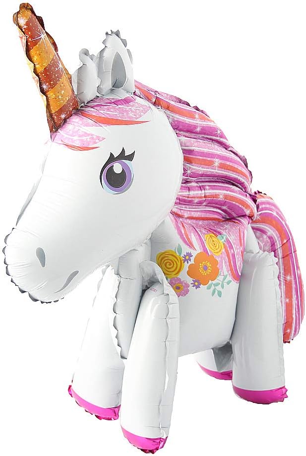 Self Stand steadily Unicorn Birthday Party Decorations Supplies Wedding Engagement Children's Day Foil Unicorn horse animal Balloons toy (White)
