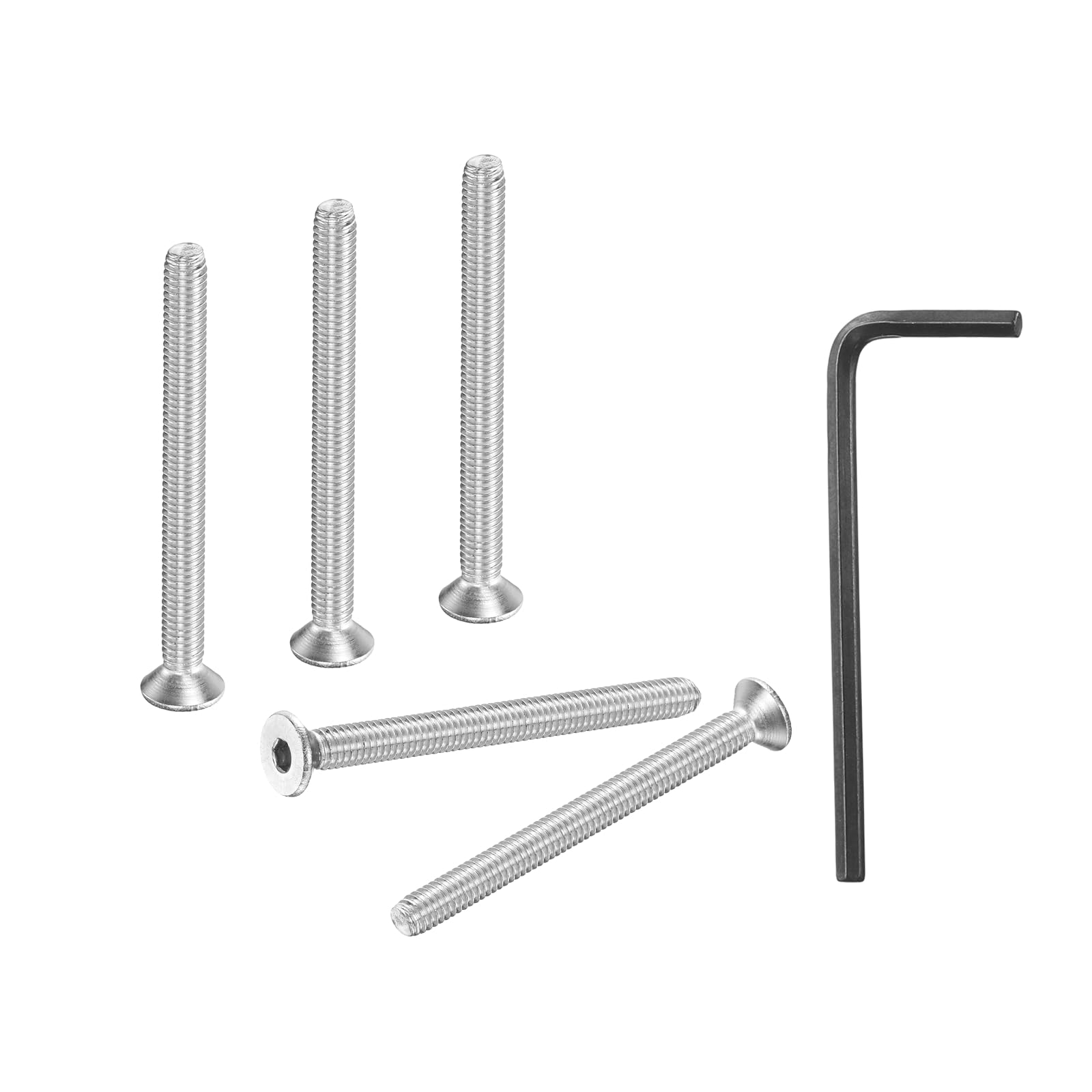 PATIKIL M4-0.7x45mm Flat Head Socket Cap Bolts Screws, 20 Pcs 304 Stainless Steel Full Thread Hex Drive Countersunk Bolts with Hex Wrench for Car Bike Ship Assembly Accessories