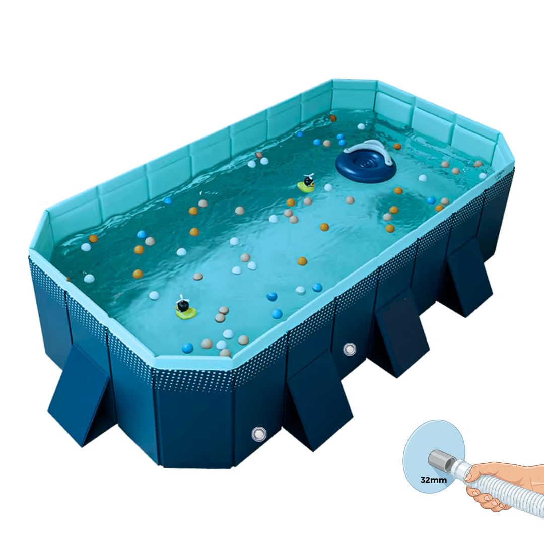 INDUSTEX Piscine Pliable Foldable Pool  Piscine pour Enfants et Adultes Portable  Amovible  Baignoire - N'inclut Pas Les Composants (Mesure Interne 253 x 133 x 50 cm)