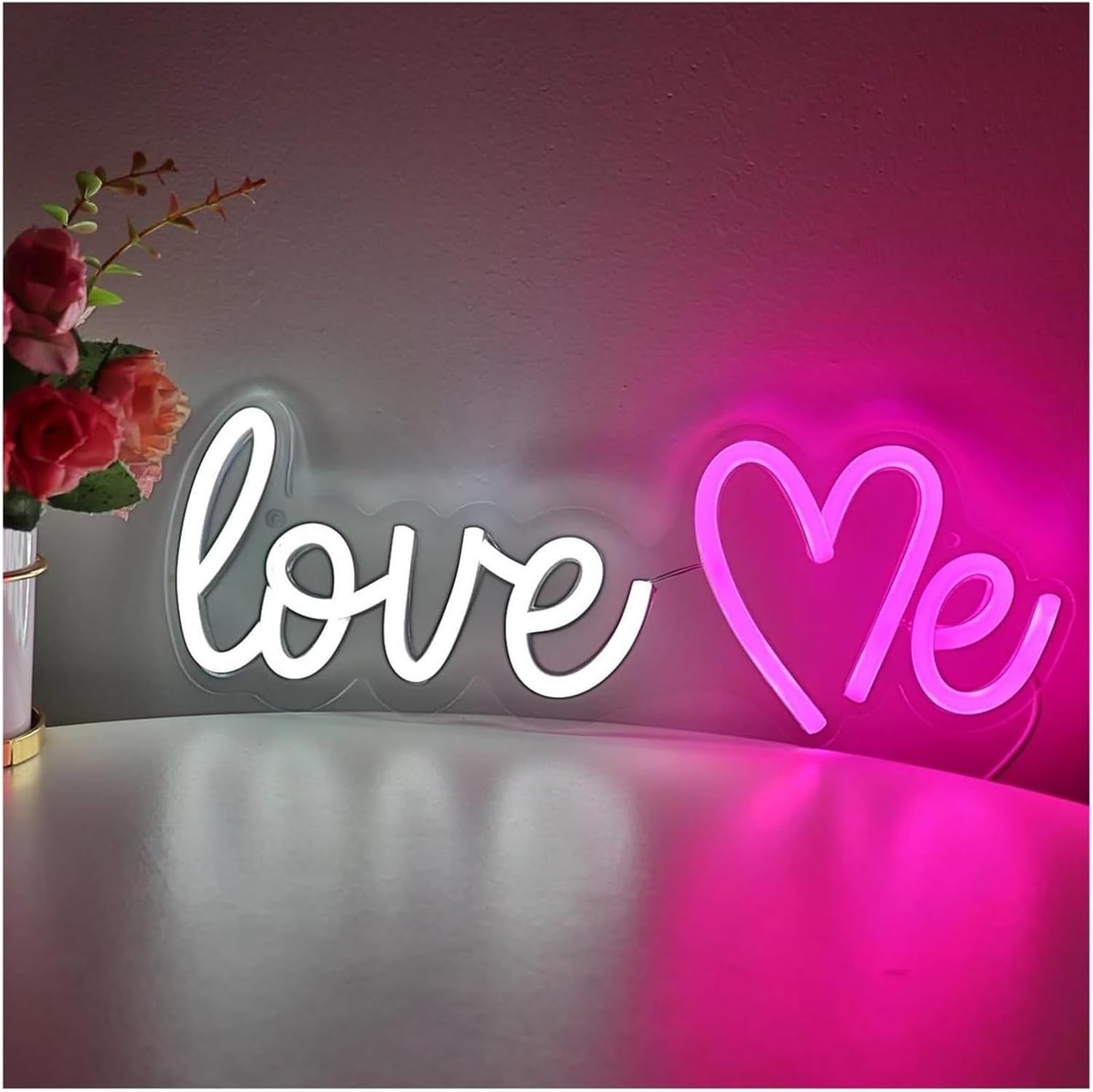 letrero de luz de neón Para lámpara de neón Love Me para letrero para luces regulables con alimentación 11,7 cm × 32