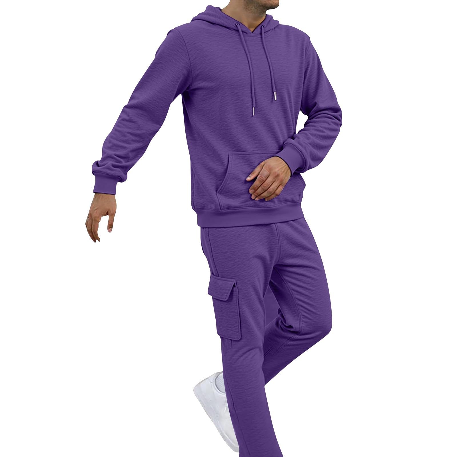 Tuta da uomo, set completo con cappuccio, per allenamento, fitness, corsa, abbigliamento sportivo, casual, a maniche lunghe, comodo, caldo ed elegante