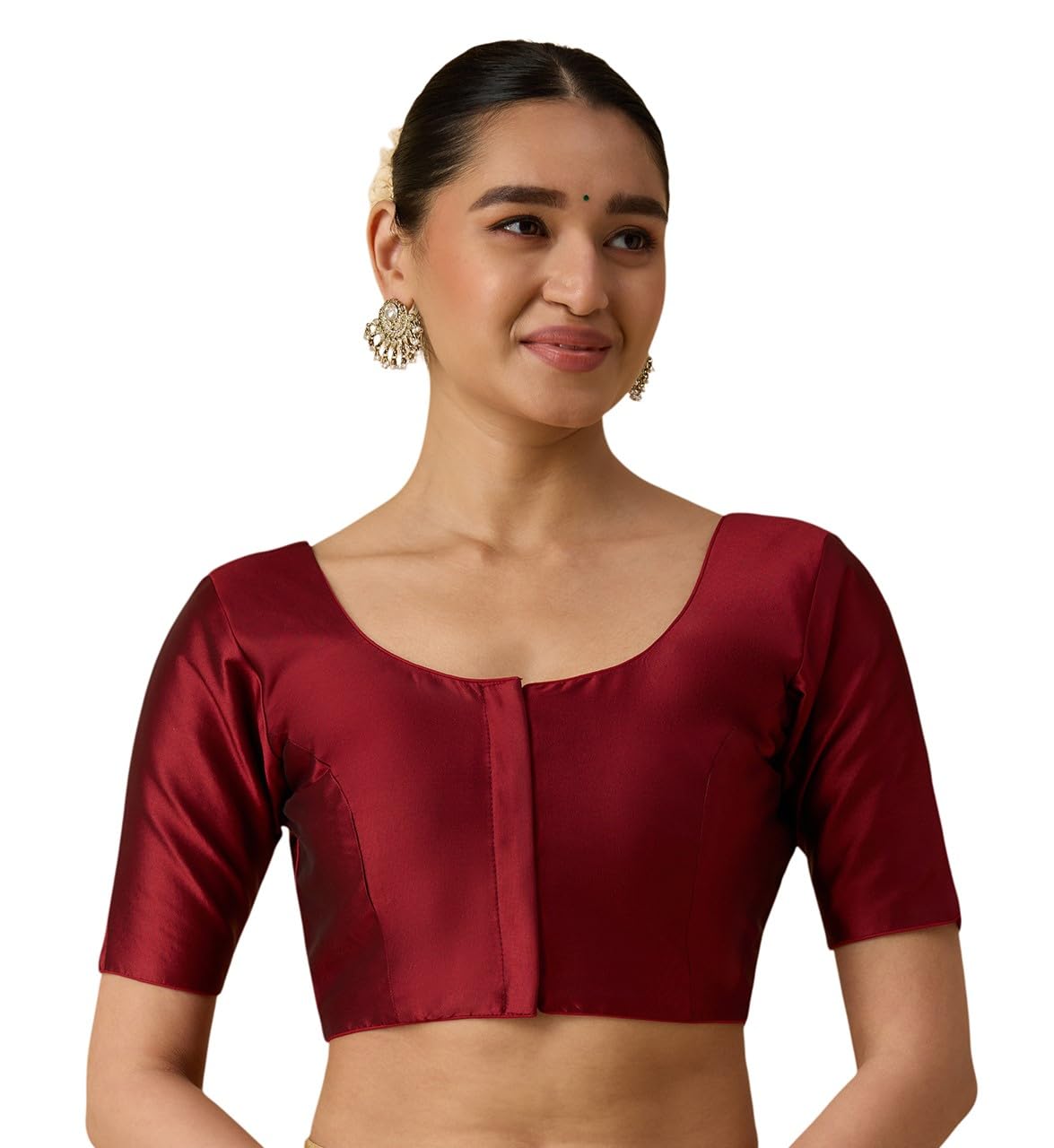 Studio Shringaar Women's Basic Polyester Taffeta Silky Readymade Saree Blouse