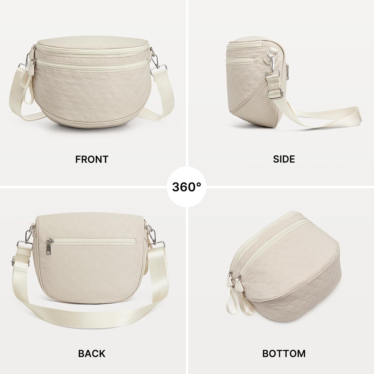 G4Free Quilted Bum Bag Crossbody Bags for Women, Spacious Nylon Cross Body Bag with Removable Pouch