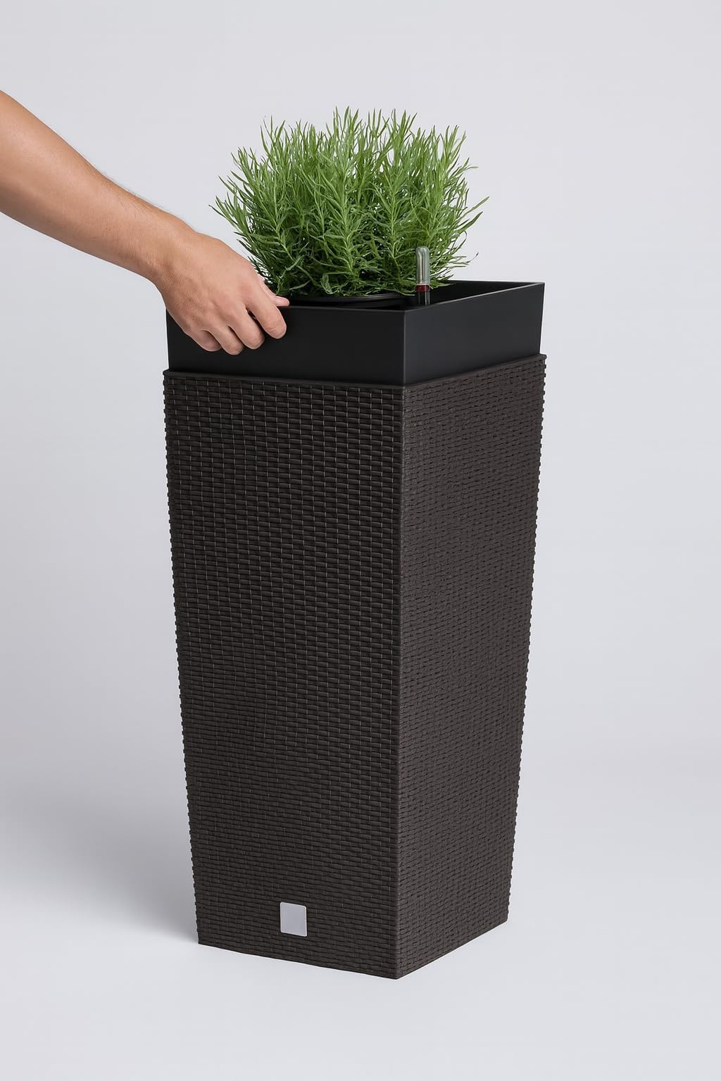 rg-vertrieb Blumentopf Übertopf Blumenkübel Rato Polyrattan 75cm Pflanztopf Rattan 400 Anthrazit