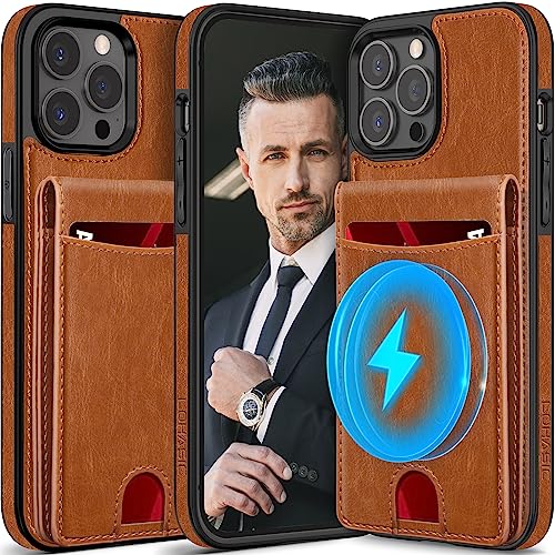 LOHASIC Wallet Case for iPhone 14 Pro Max, 7 Card Holder, Compatible with Mag-Safe, Detachable Vertical Magnetic Back, Classy PU Leather ProMax Phone Cover for Men Women, 6.7 Inch, 5G, 2022 - Brown