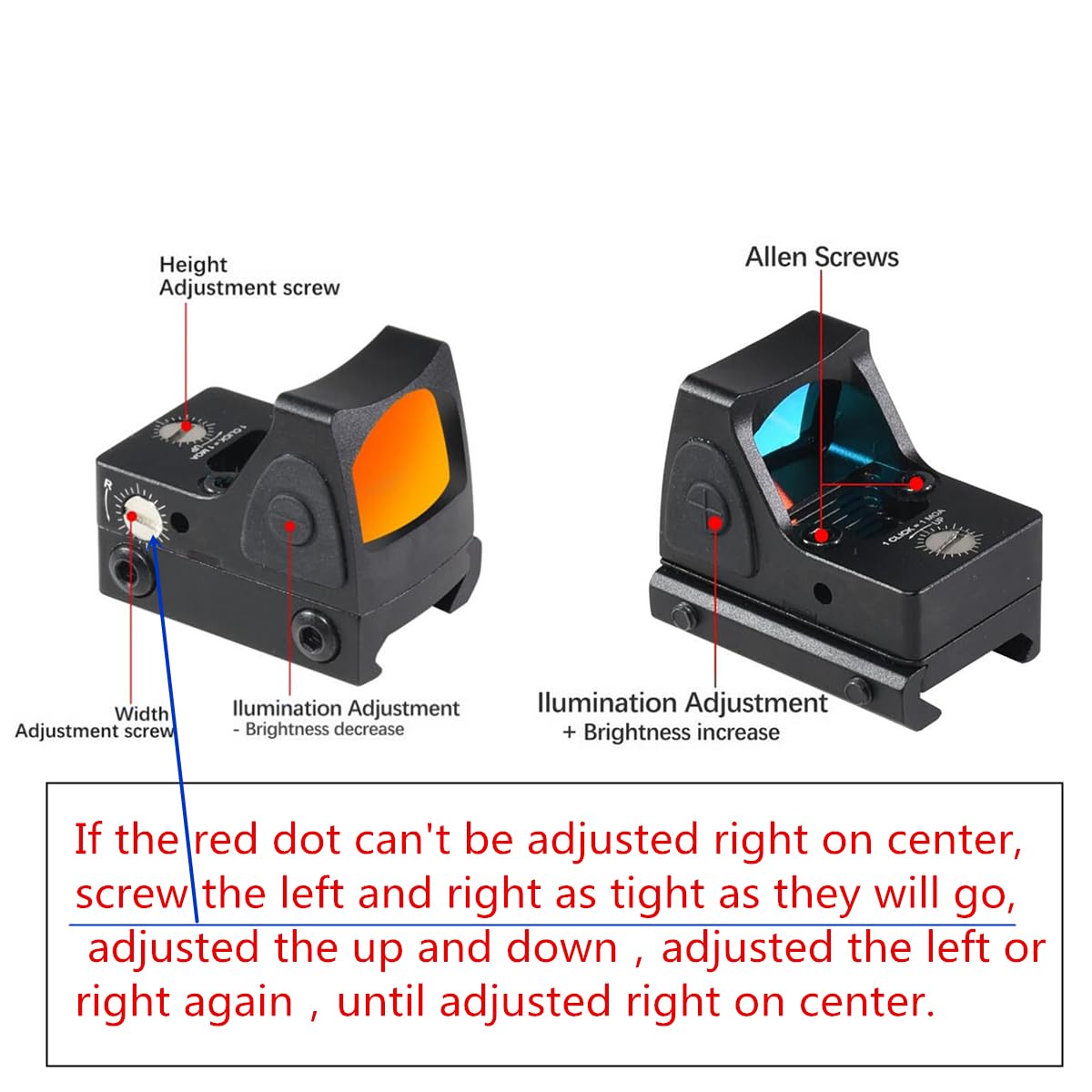 Reflex Sight Red Dot Sights Mit Seitlichem on/Off Schalter with Universal Mount Or Kill Flash Protection (Black)