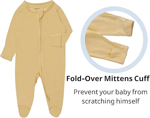 Miniatura 4 de Pijama de rayón de bambú con pies para bebé, de una pieza, manga larga, con cremallera de 2 vías, para niños y niñas