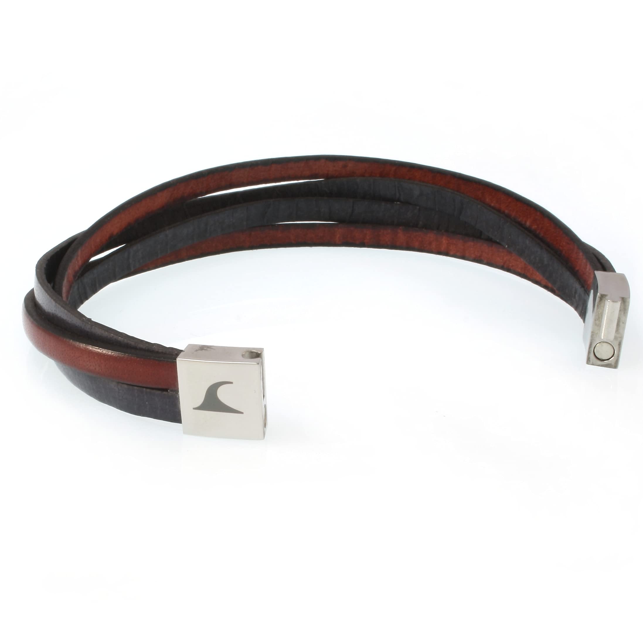 Echt Leder-Armband Twist Bordeaux Grau Herren Männer