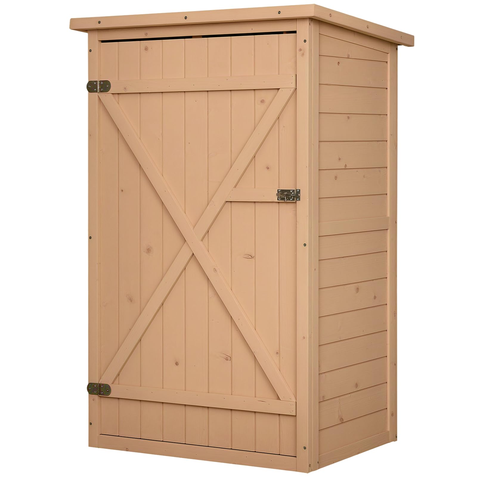 Outsunny Casetta da Giardino in Legno con Tetto Impermeabile, Armadio Porta Attrezzi da Esterno con 2 Mensole, 75x56x115cm, Colore Legno