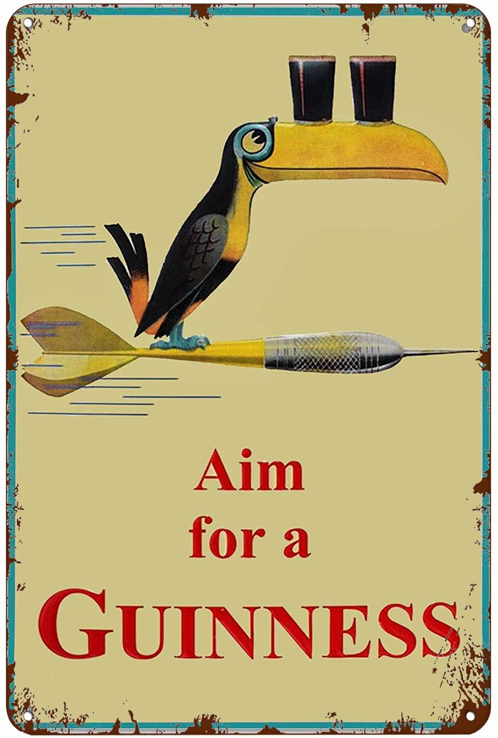 Geuuki Creative Funny Novelty Metal Tin Sign Aim for A Guinness Retro Wall Decor Garden Man Cave Cafes Office Store Pubs Club Metal Aluminum Sign Gift 6 x 8 inch