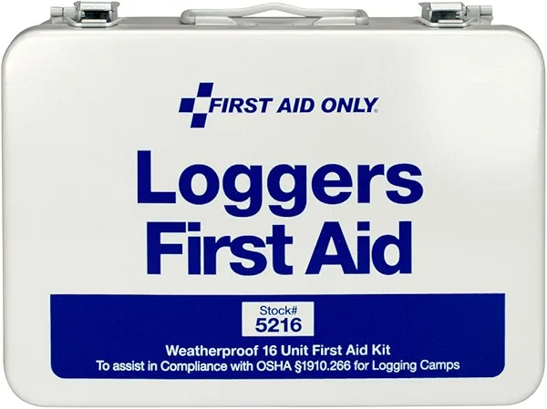 First Aid Only 5216 25-Person Weatherproof Metal Forestry Loggers First Aid Kit, 69 Pieces