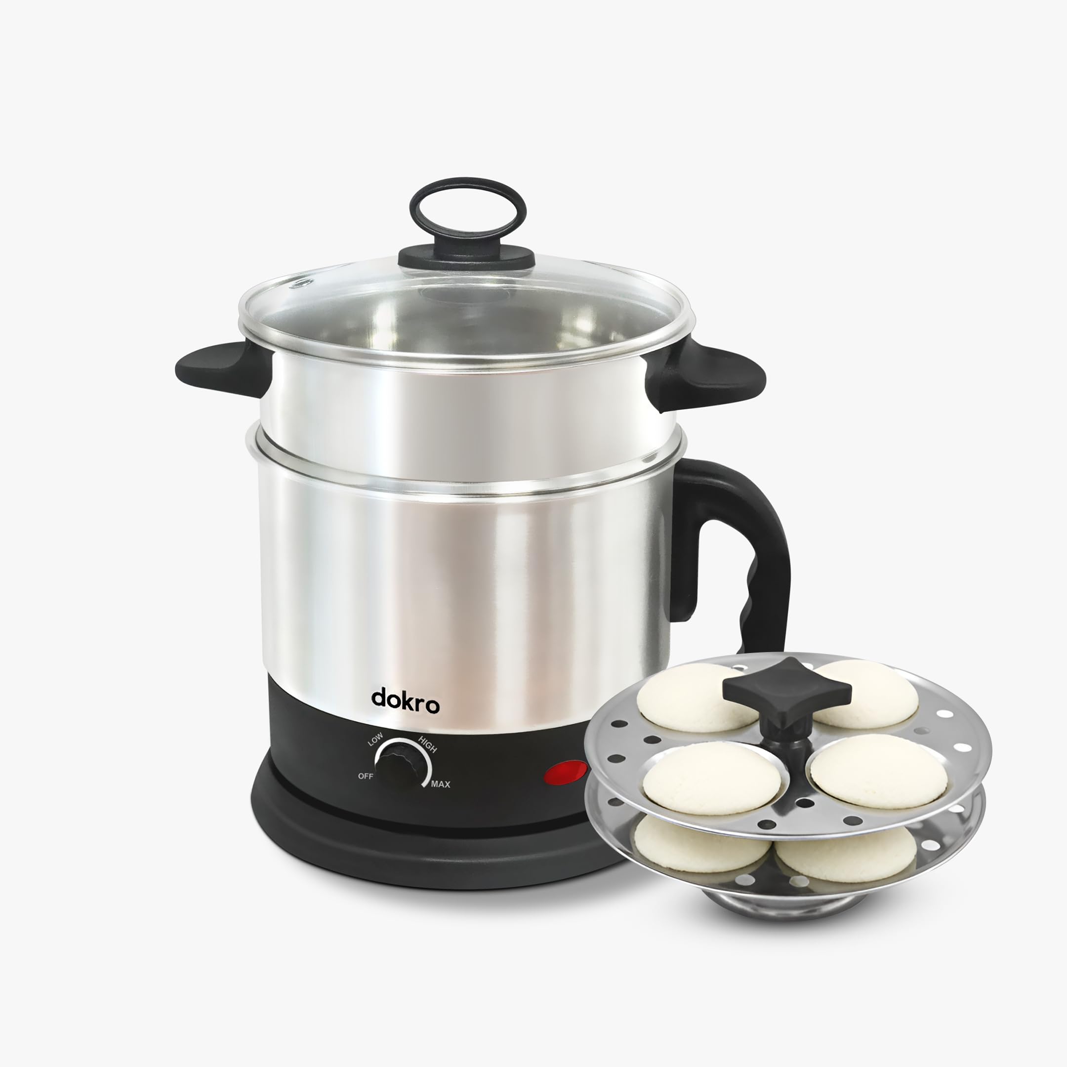 Dokro Electric MultiKettle with steamer(1.5-Litre)[NEW LAUNCH] | Fast heating with 600W Power | Multipurpose kettle | Automatic shut-off | 360° Swivel Base | LED Indicator-image-1